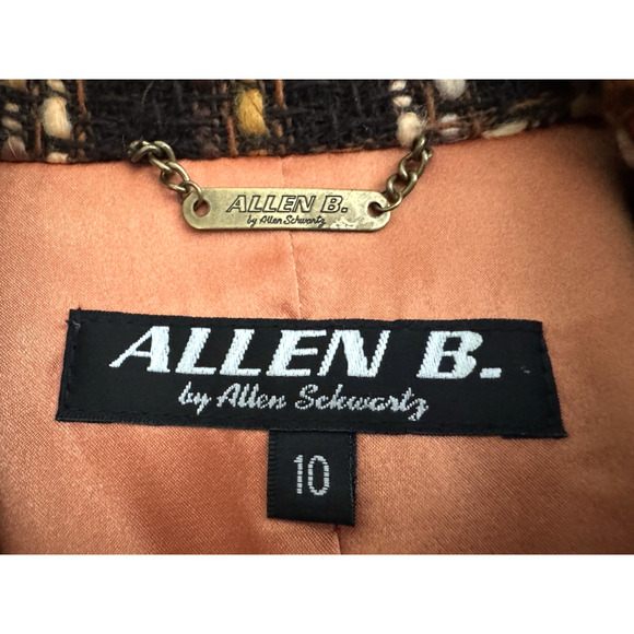 Allen Schwartz Blazer 10 Black Orange Boucle Tweed Woven Jacket Vintage Y2K - Picture 2 of 13